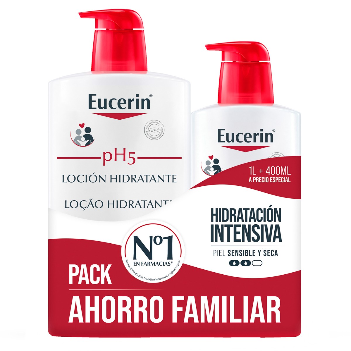 Eucerin Pack Familiar pH5 loción calmante y protectora 1l+400ml