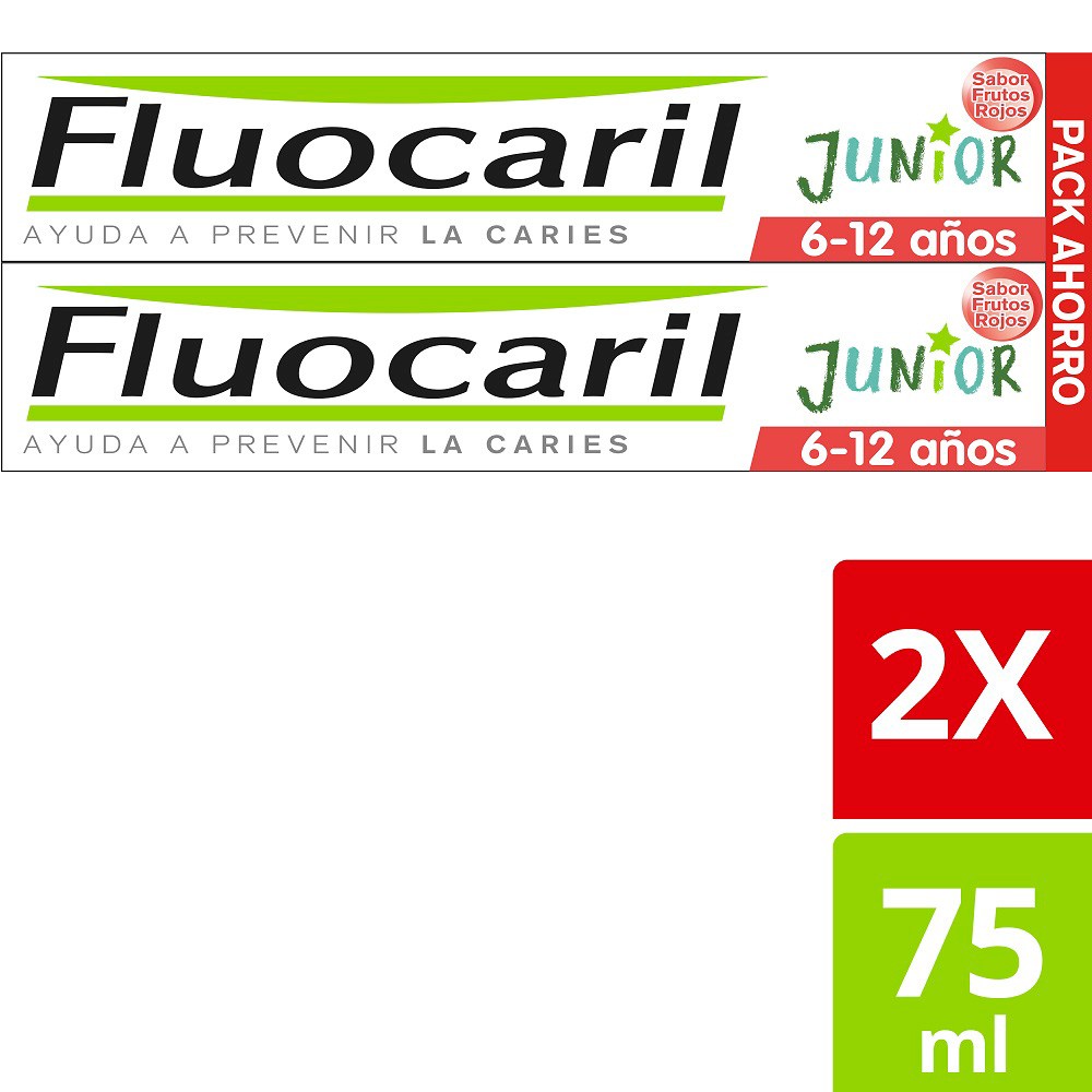 Fluocaril junior gel frutos rojos 75mx2u